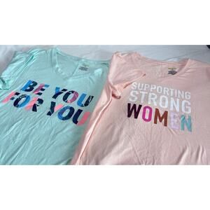 ✨Lot 2 TEK GEAR Women’s Graphic Tee Shirts XL 1X Be You Strong Women V-Neck